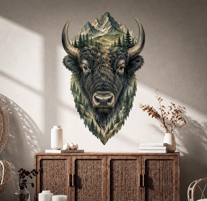 Colorful Bison Mountain Forest Nature  Decal z5870