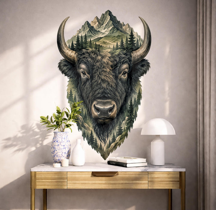 Colorful Bison Mountain Forest Nature  Decal z5870