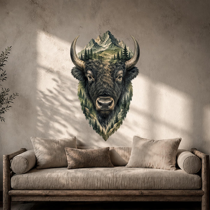 Colorful Bison Mountain Forest Nature  Decal z5870