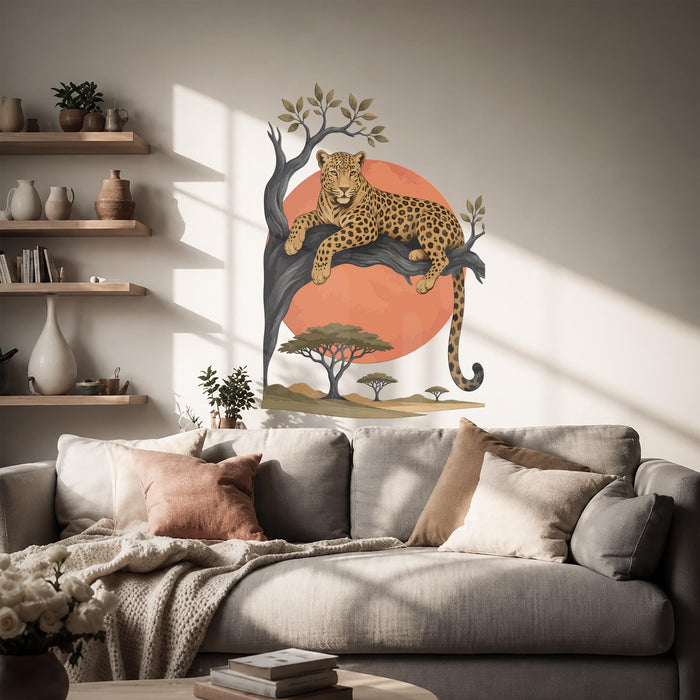 Colorful Leopard Tree Moon Nature Wall Decal z5834