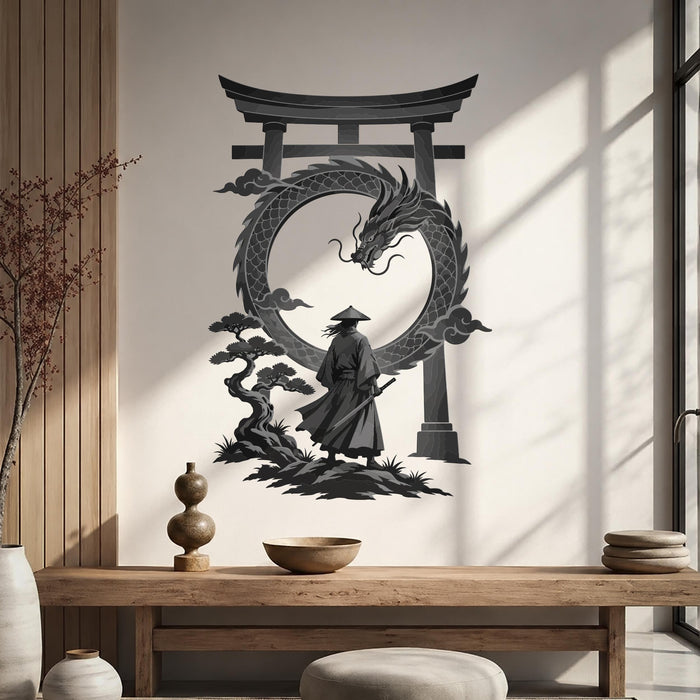 Colorful Interior  Samurai Enso Torii Vinyl Mural z5702