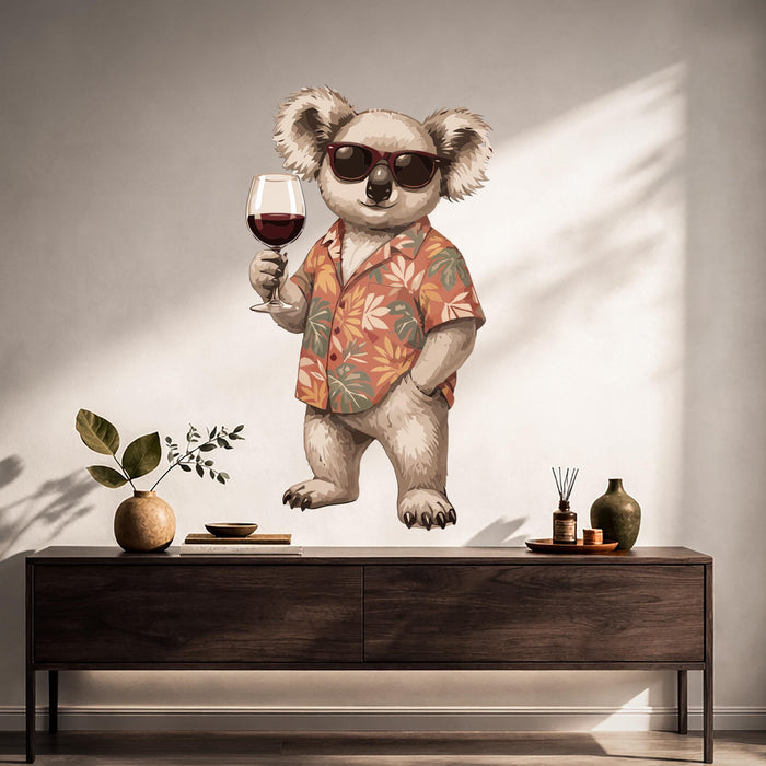 Colorful Wine Time Koala Funny Wall Decal z5715