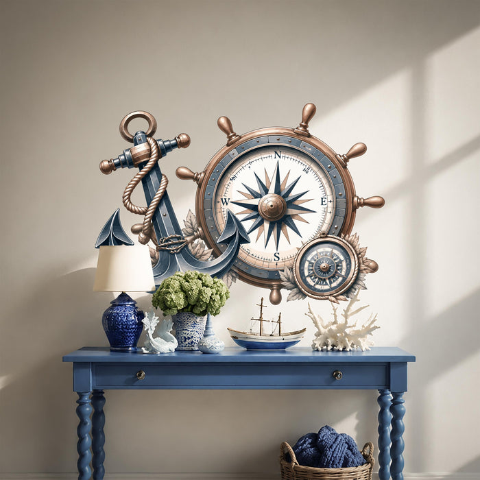 Colorful Compass Anchor Wall Decal Interior z5694