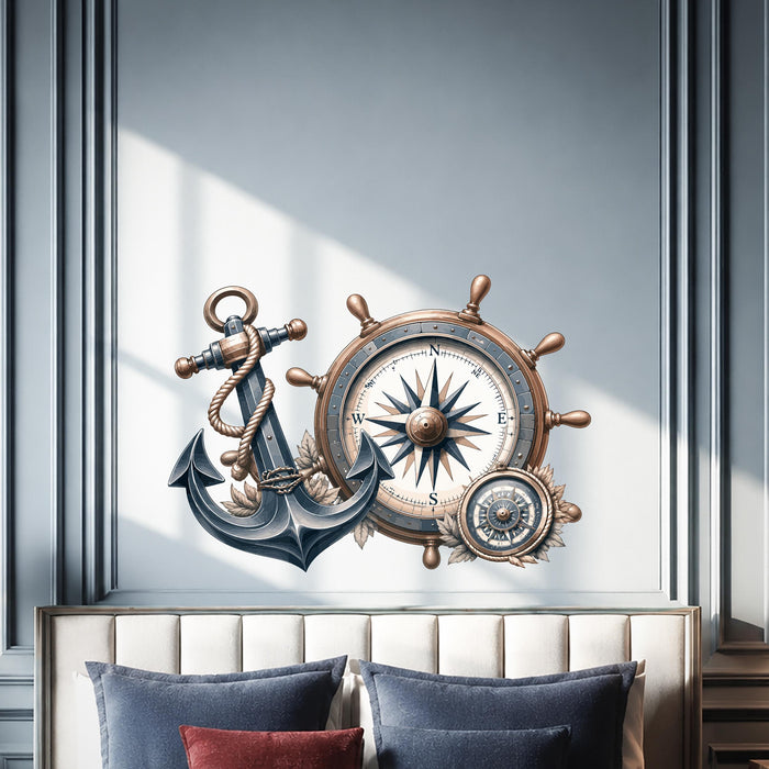Colorful Compass Anchor Wall Decal Interior z5694