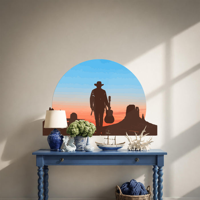 Colorful Sun Cowboy Music Guitar Wall Decal z5709