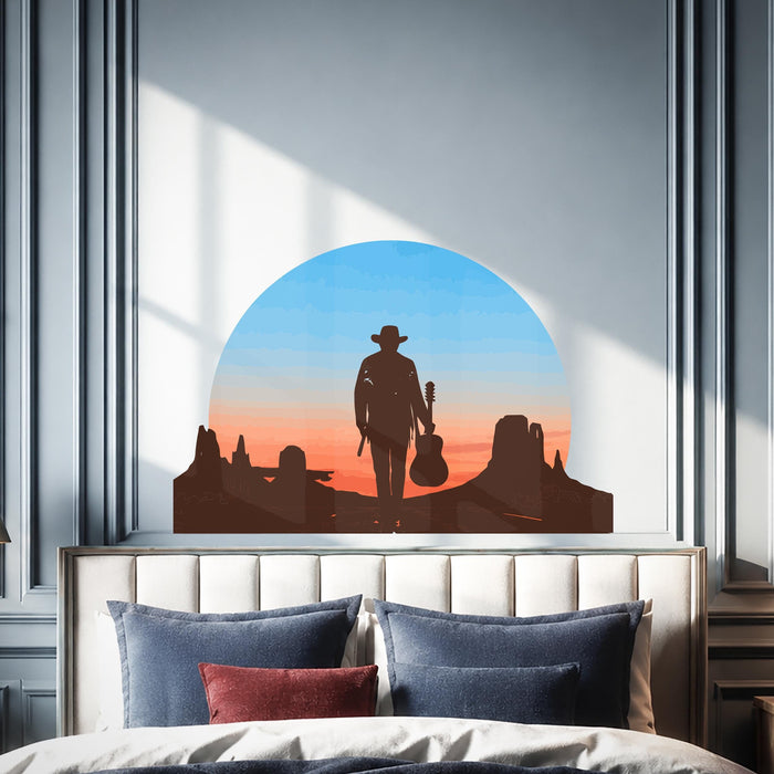 Colorful Sun Cowboy Music Guitar Wall Decal z5709