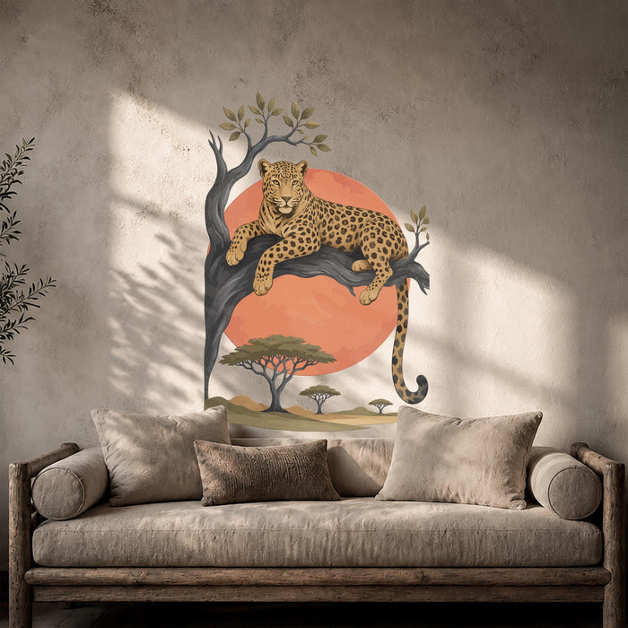 Colorful Leopard Tree Moon Nature Wall Decal z5834