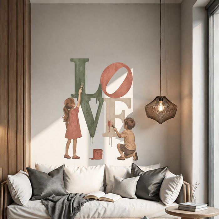 Colorful Interior  Love Kids Children Vinyl Mural z5793