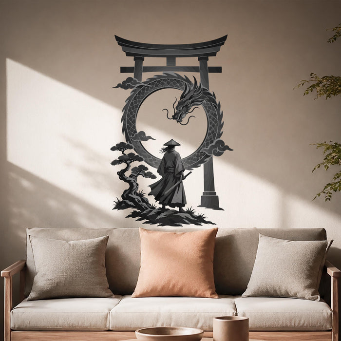 Colorful Interior  Samurai Enso Torii Vinyl Mural z5702