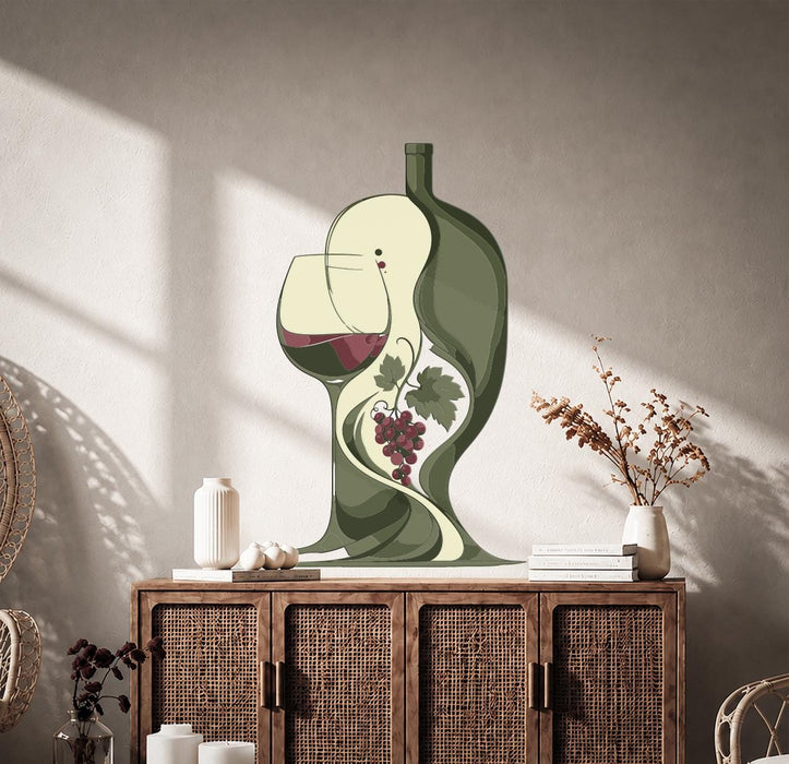 Colorful Modern Wine Bottle Glass Wall Decal z5653