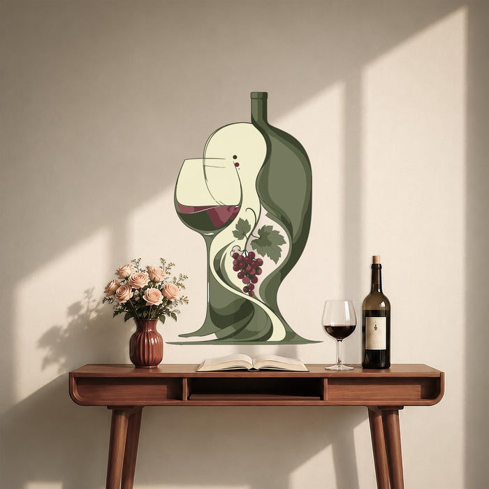 Colorful Modern Wine Bottle Glass Wall Decal z5653