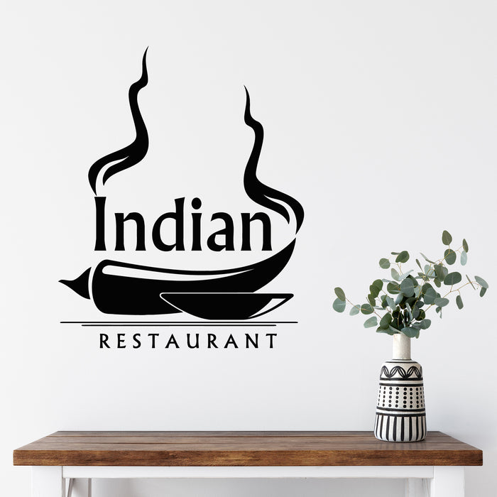Vinyl Wall Decal Indian Restaurant Hot Tasty Food Chili Pepper Stickers Mural (g8902)