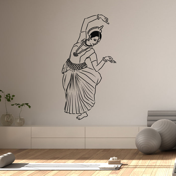 Vinyl Wall Decal Indian Classical Dance Woman Dancing Decor Stickers Mural (g9980)