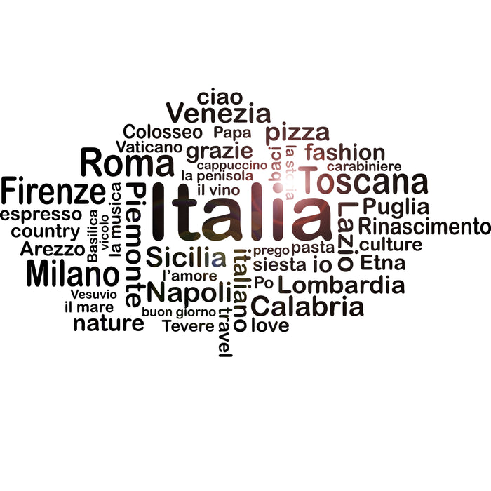 Vinyl Wall Decal Italia Cloud Words Italian Cities Stickers Mural Unique Gift (ig4386)