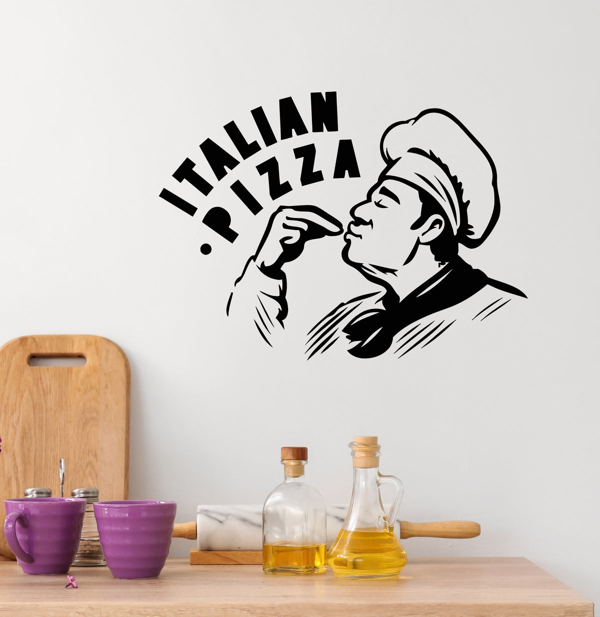 Vinyl Wall Decal Gourmet Chef Italian Food Pizza Pizzeria Stickers Mur ...