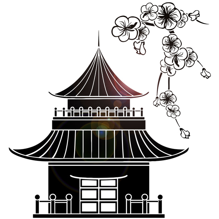 Vinyl Wall Stickers Pagoda Japan Japanese Sakura Asian Art Decal Unique Gift (210ig)