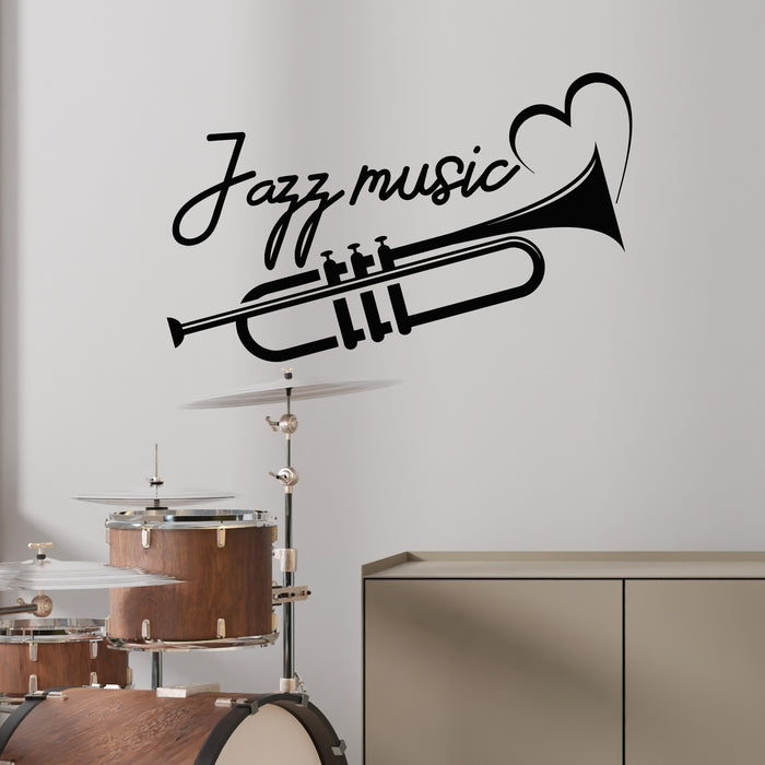 Vinyl Wall Decal Jazz Icon Trumpet Brass Section Musical Instrument Stickers Mural (g9403)