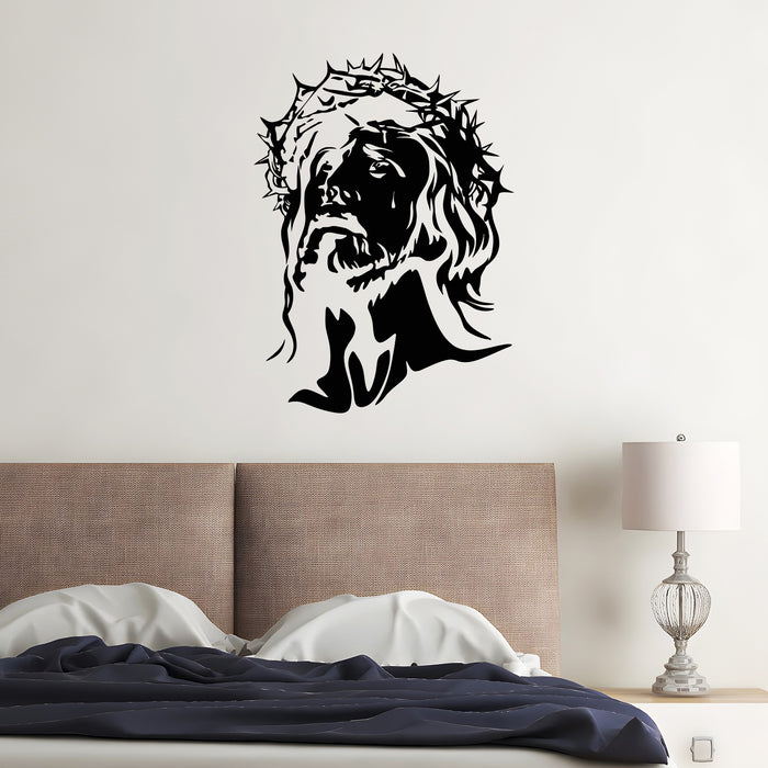 Виниловая наклейка на стену Бог Иисус Религия Христианский Мессия Человек Голова Наклейки Уникальный подарок (764ig)