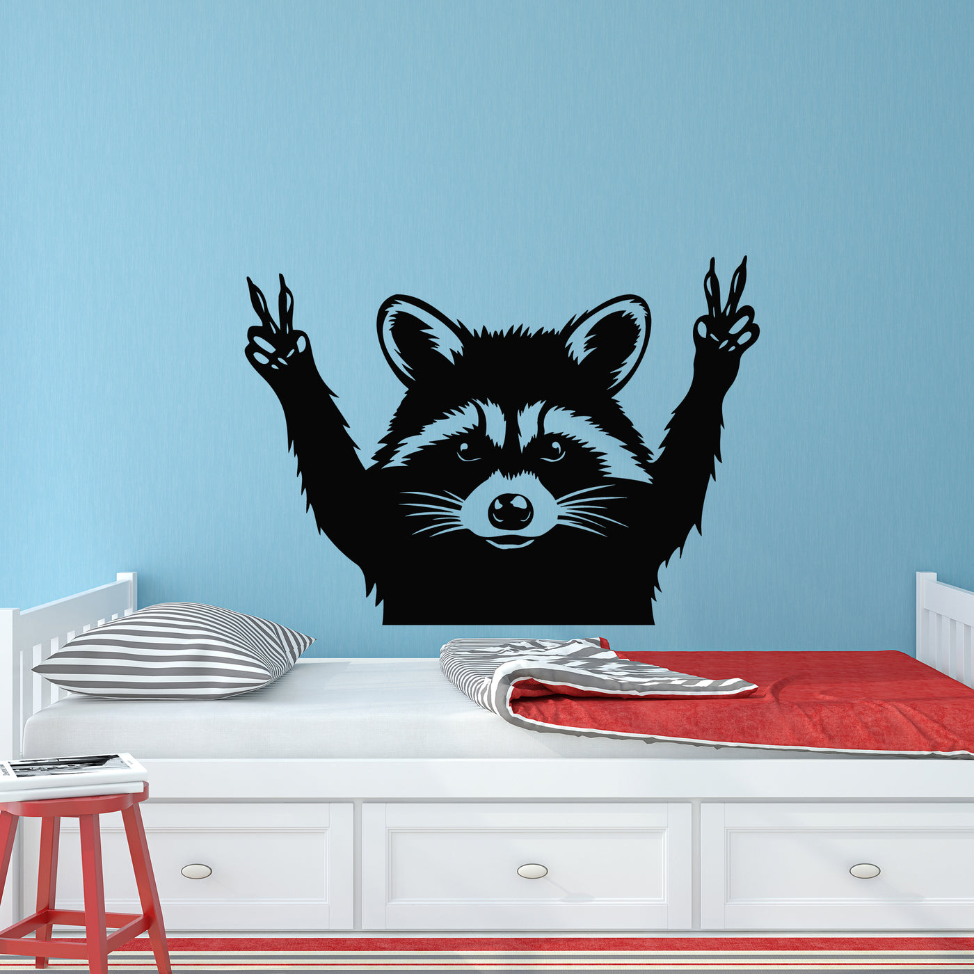 Vinyl Wall Decal Angry Raccoon Face Silhouette Kids Teen Room Stickers ...