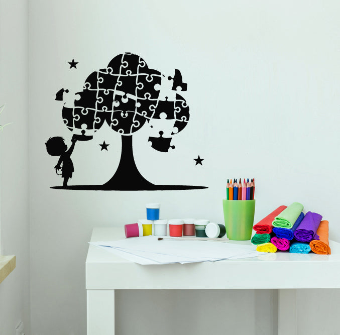 Vinyl Wall Decal Kids Room Wood Puzzle Child Development Stickers Mural (g8480)