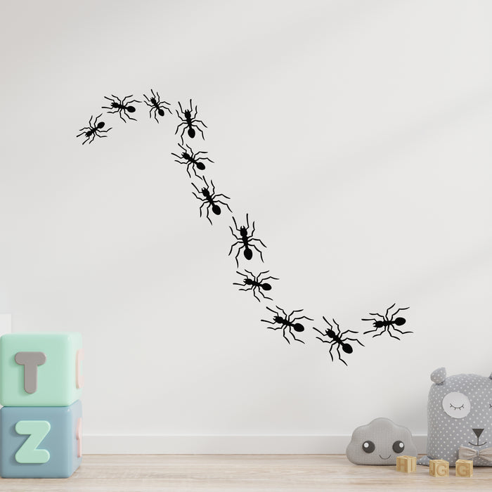 Vinyl Wall Decal Picture Ants Traveling In Row Kids Nursery Room Stickers Mural (g8979)