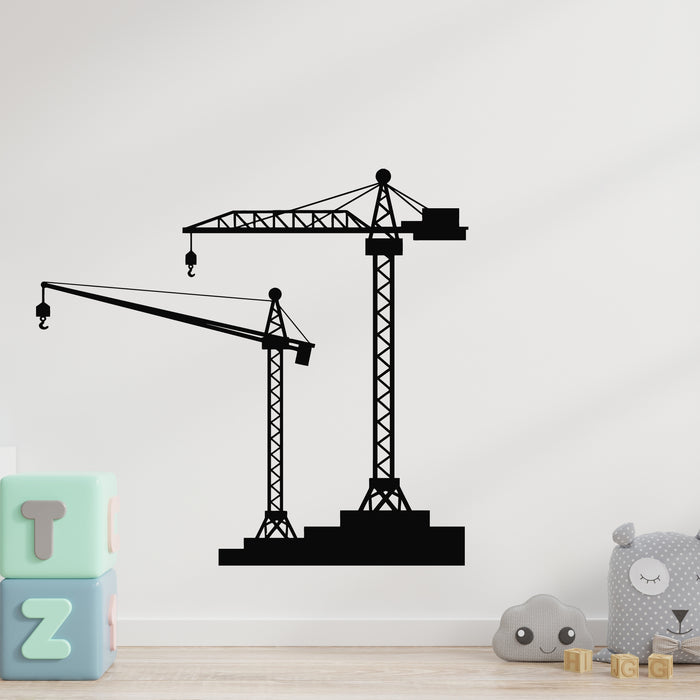 Vinyl Wall Decal Tower Crane Icon Construction Equipment Decor Stickers Mural (L166)