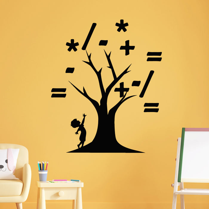 Vinyl Wall Decal Math School Large Tree Branches Mathematical Symbols Stickers Mural (g9348)