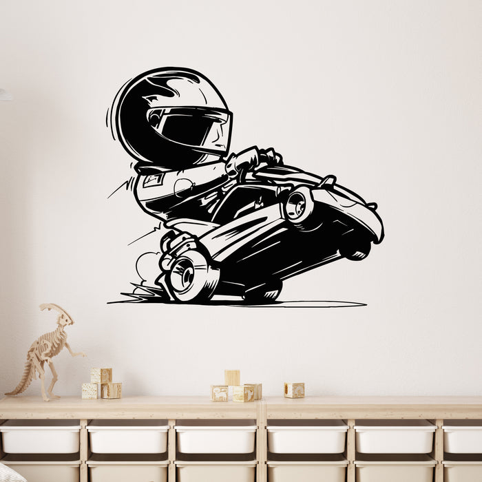 Vinyl Wall Decal Cartoon Go Kart Racer Karting Sport Decor Stickers Mural (L148)