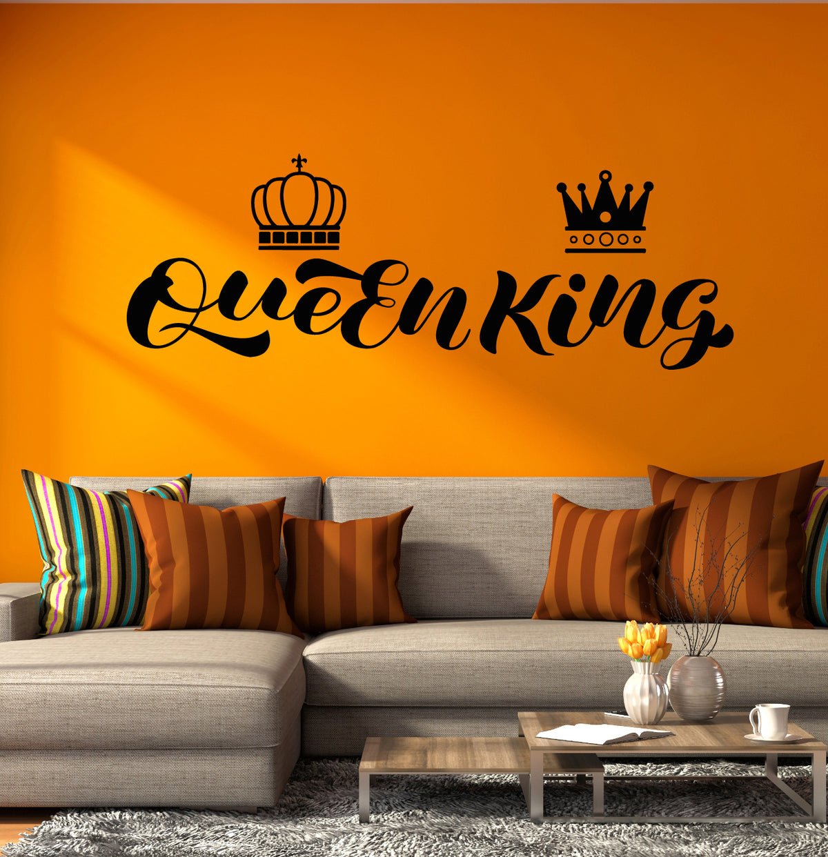 Vinyl Wall Decal Royal Style Family King Queen Words Crown Decor Stick ...