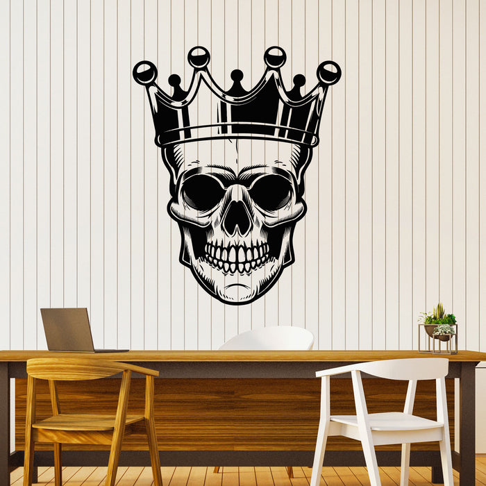Vinyl Wall Decal Skull With Grunge Crown Scary Decoration Stickers Mural (g8639)