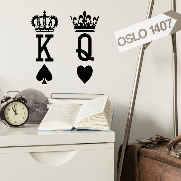 Vinyl Wall Decal King of Spades Queen of Hearts Poker Card Stickers Mural (g9700)