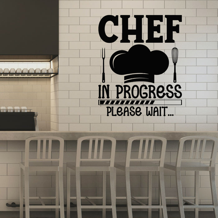 Vinyl Wall Decal Chef Hat Please Wait Restaurant Phrase Food House Stickers Mural (g8686)