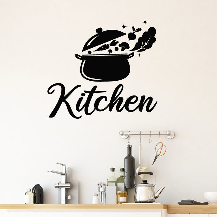 Vinyl Wall Decal Home Kitchen Logo Vegetables Healthy Cooking Stickers Mural (g8865)