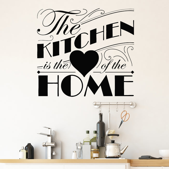 Vinyl Wall Decal Heart Of The Home Kitchen Quote Poster Stickers Mural (g9843)