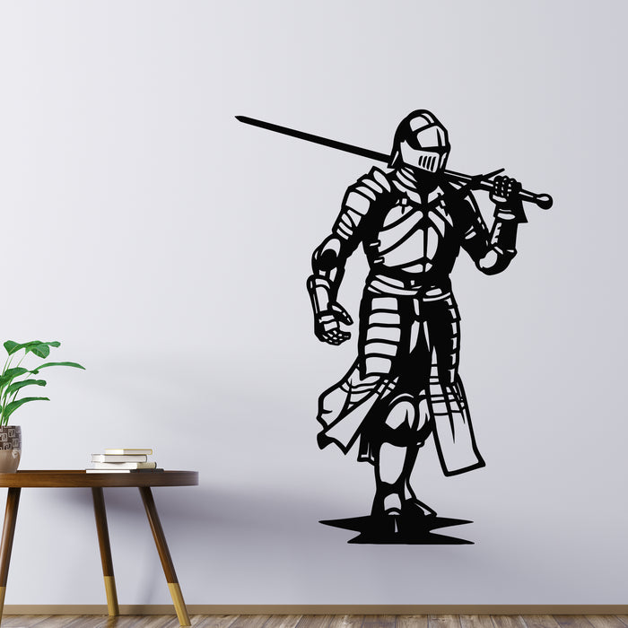 Vinyl Wall Decal Medieval Knight Armor Sword Helmet Knight Stickers Mural (L125)