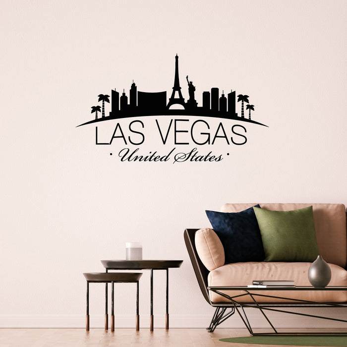 Vinyl Wall Decal Las Vegas Skyline United States Cityscape Building Stickers Mural (g9360)