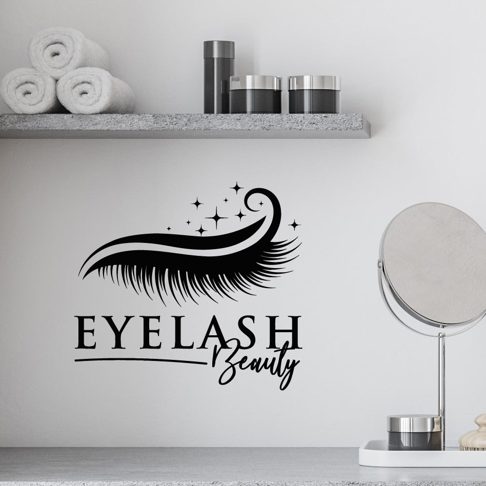 Vinyl Wall Decal Eyes Closed Eyelashes Logo Beauty Salon Stickers Mura