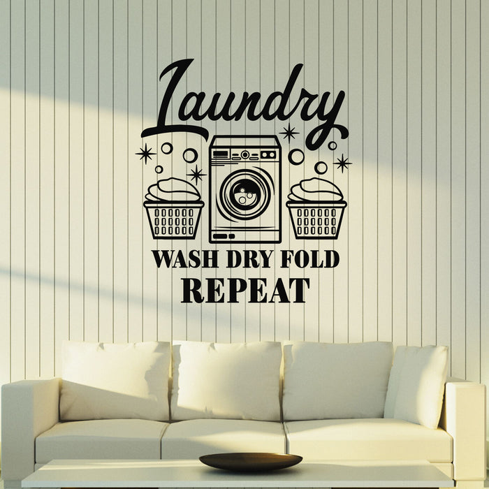 Laundry Room wash dry fold repeat. Wall Sticker Vinyl Sticker
