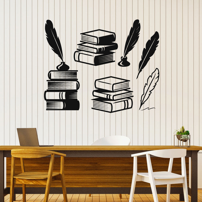 Vinyl Wall Decal Books Pen Writer Reading Room Library Stickers Mural (g8631)
