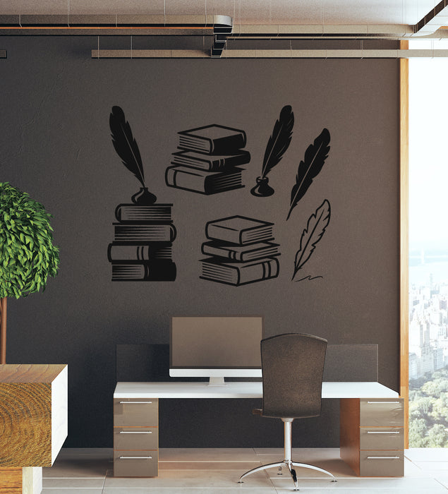 Vinyl Wall Decal Books Pen Writer Reading Room Library Stickers Mural (g8631)