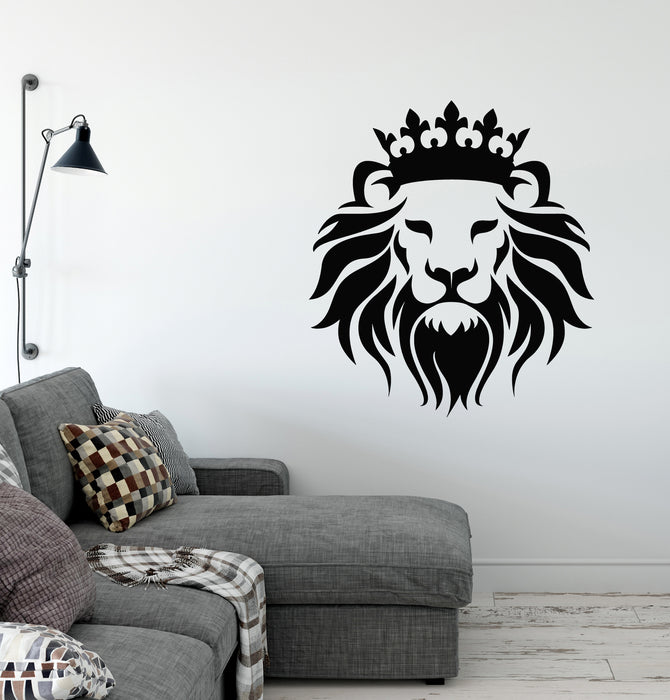 Vinyl Wall Decal Lion King Crown Predator Wild Animal Head Stickers Mural (g8540)