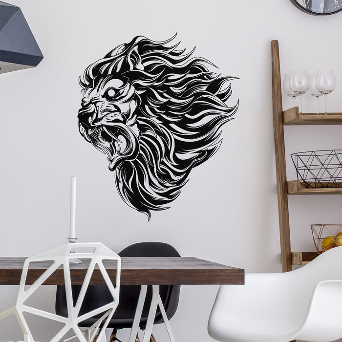 Vinyl Wall Decal Lion Roars Scary Dangerous African Wild Animal Head Stickers Mural (g9090)