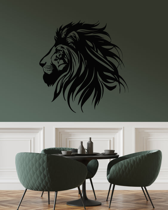 Vinyl Wall Decal Lion Head In Profile Silhouette Wild Animal Stickers Mural (g8747)