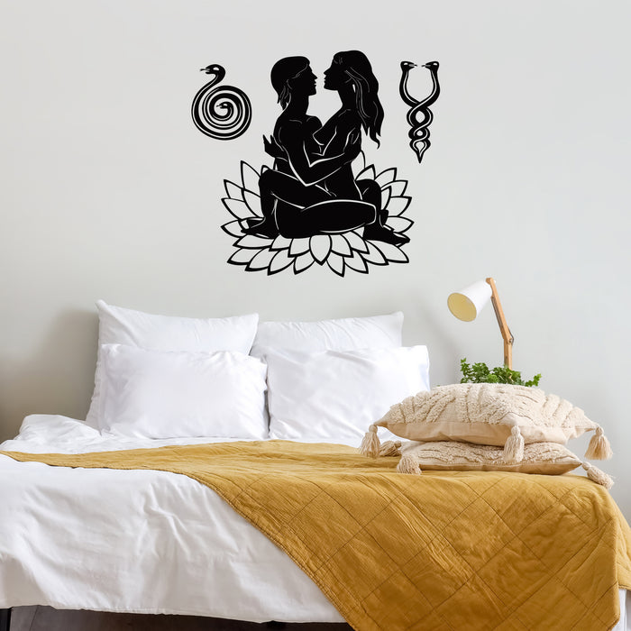 Vinyl Wall Decal Love Couple Lotus Bedroom Sanskrit Art Decor Stickers Unique Gift (109ig)