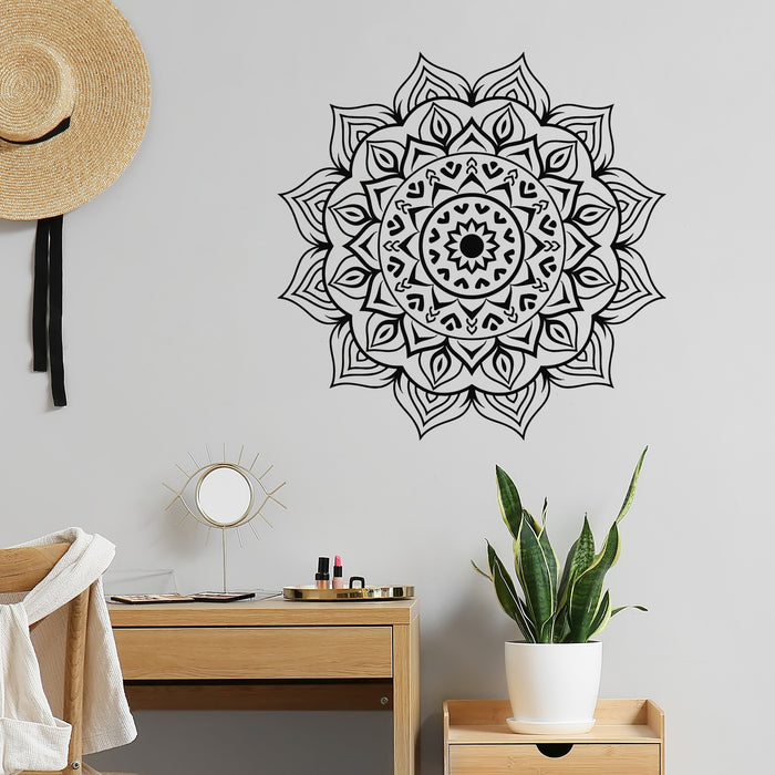Vinyl Wall Decal Ethnic Style Round Flower Mandala Ornament Stickers Mural (L081)