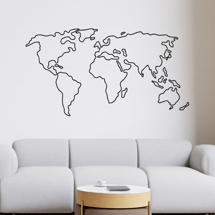 Vinyl Wall Decal Line Drawing Words Map Living Room Interior Stickers Mural (g9461)