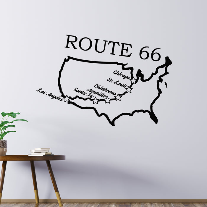 Vinyl Wall Decal Territory Of The United States Icon Route 66 Map Stickers Mural (g9869)