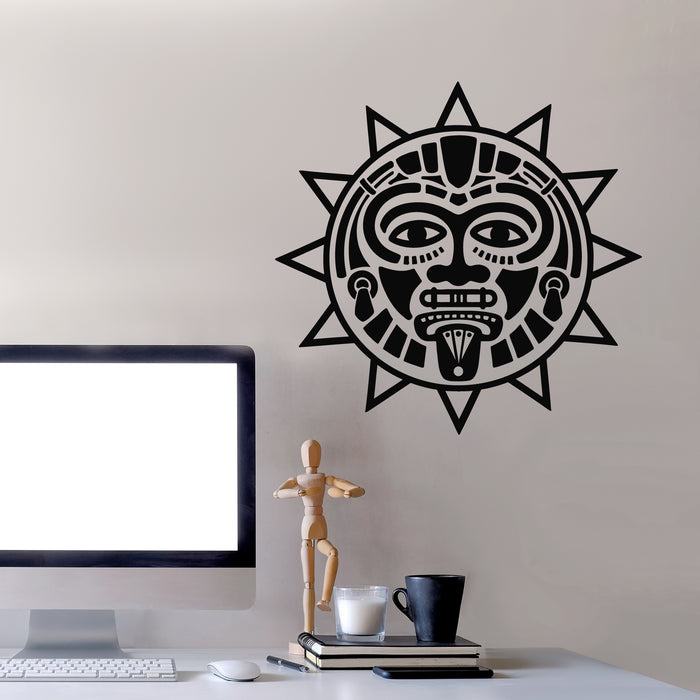 Vinyl Wall Decal Ethnic Mask Symbol Aztec Sun Symbol Decor Stickers Mural (g9901)