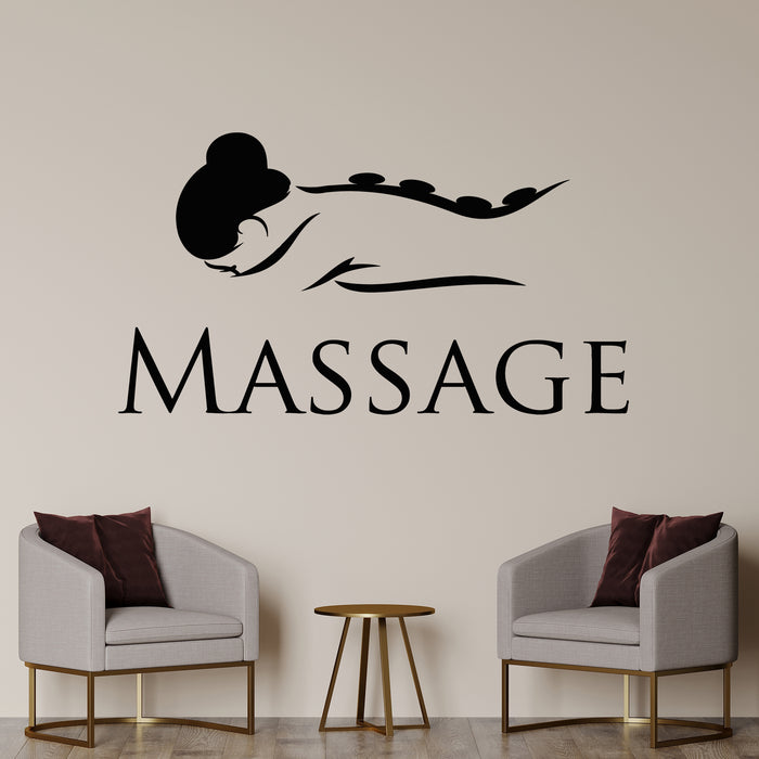 Vinyl Wall Decal Body Massage Therapy Spa Relax Basalt Stones Stickers Mural (g9009)