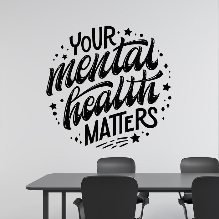 Vinyl Wall Decal Lettering Mental Health Matters Calligraphy Stickers Mural (g9359)